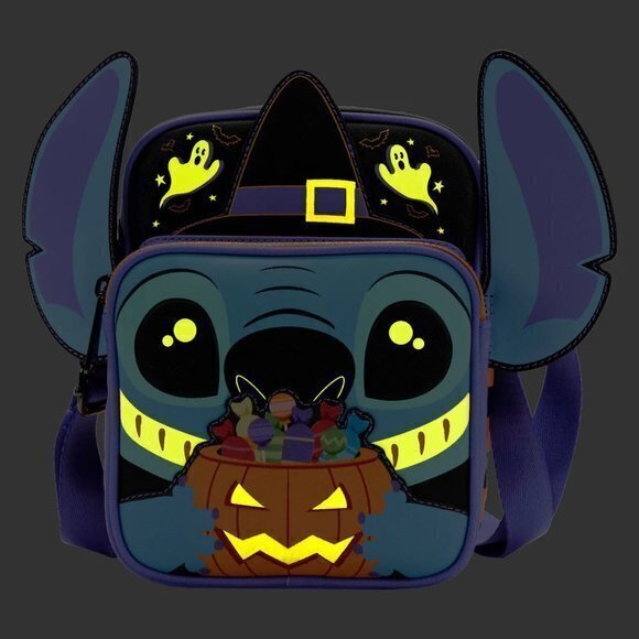 Loungefly Disney Lilo and Stitch Glow Halloween Candy Cosplay Passport Backpack - Picture 3 of 6